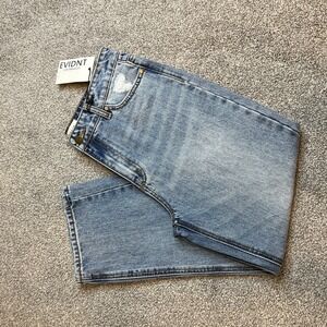 Evidnt Jeans‎ Womens 25 Blue High Rise Straight Leg Distressed Denim Los Angeles